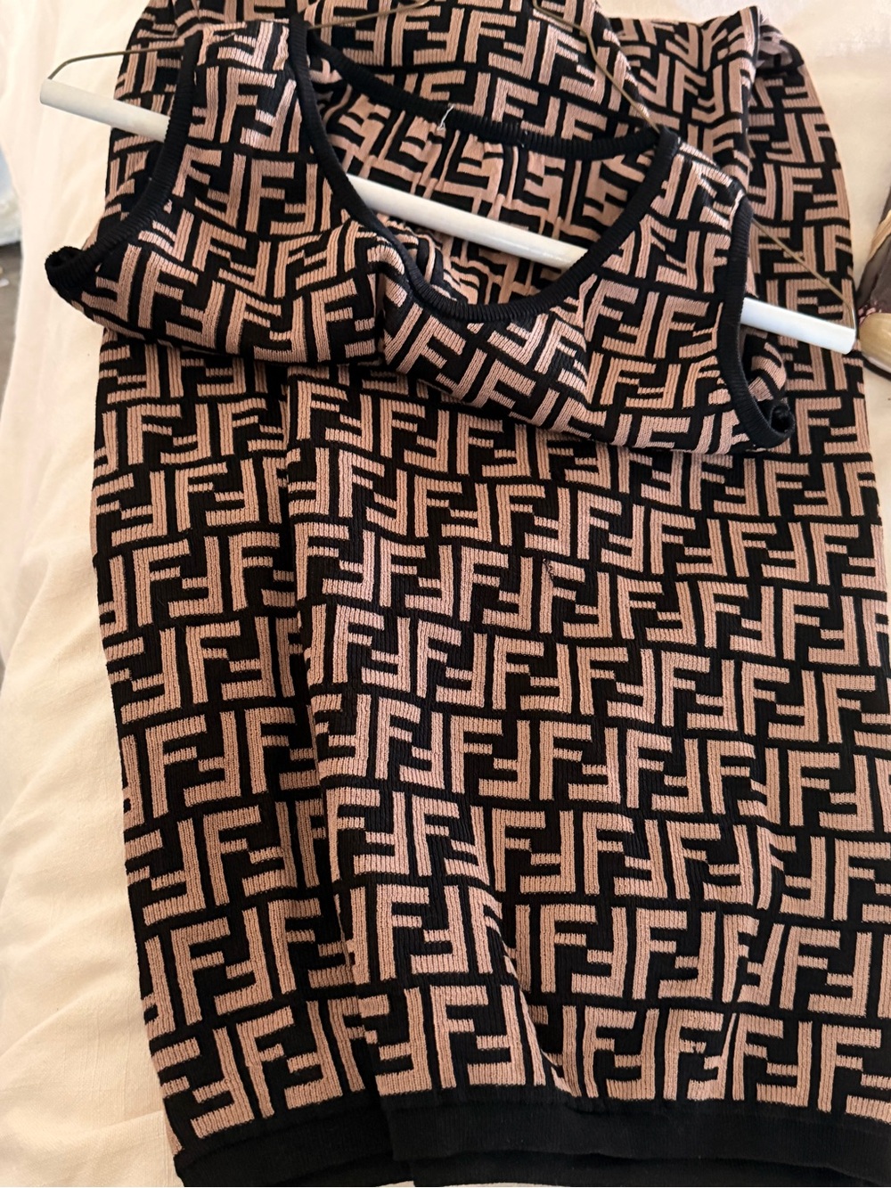 Fendi Brown and Black Logo Knit DressFITS LIKE A MED - Picture 4 of 6